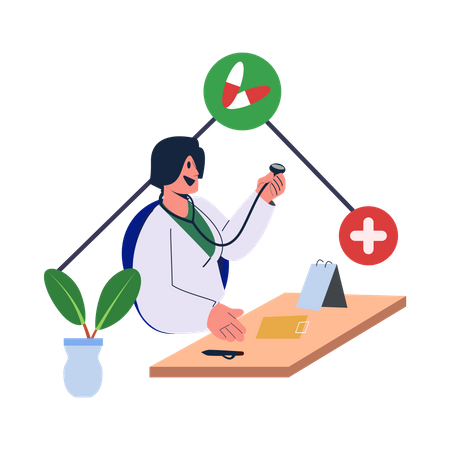 Pharmacist doing medicine research  Illustration