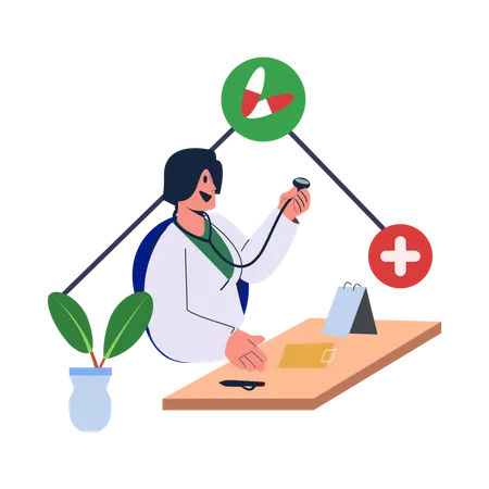 Pharmacist doing medicine research  Illustration