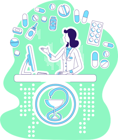 Pharmacist giving medicine Illustration