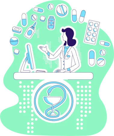 Pharmacist giving medicine  Illustration