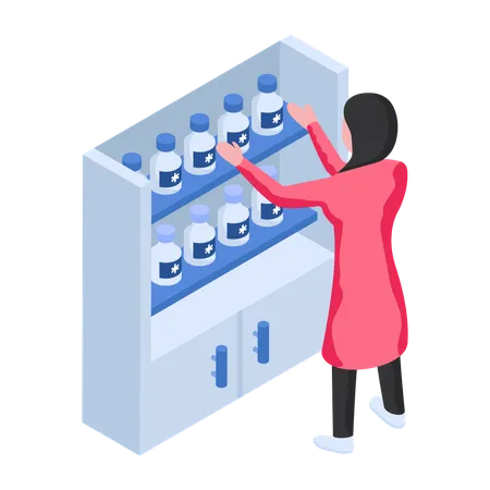 Pharmacist is arranging medicines  Illustration