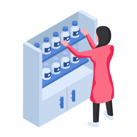 Pharmacist is arranging medicines  Illustration