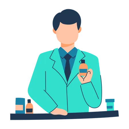 Pharmacist is giving medicines to patient  Illustration