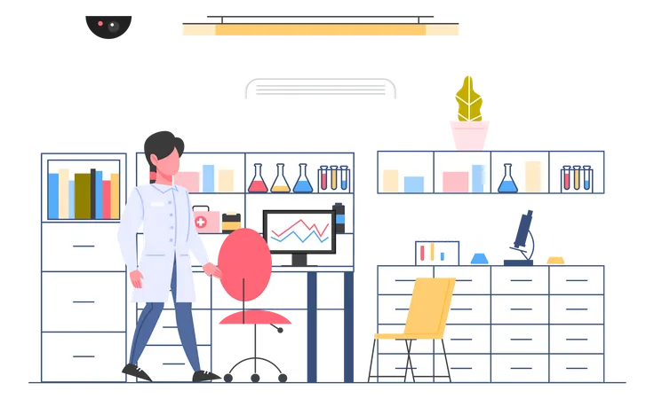 Pharmacist working at a laboratory Illustration