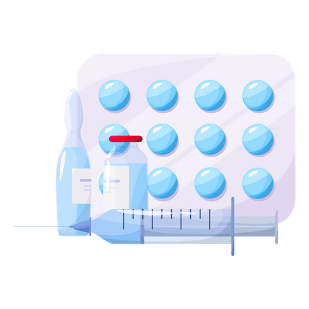 Pharmacy drug in bottle and box  Illustration