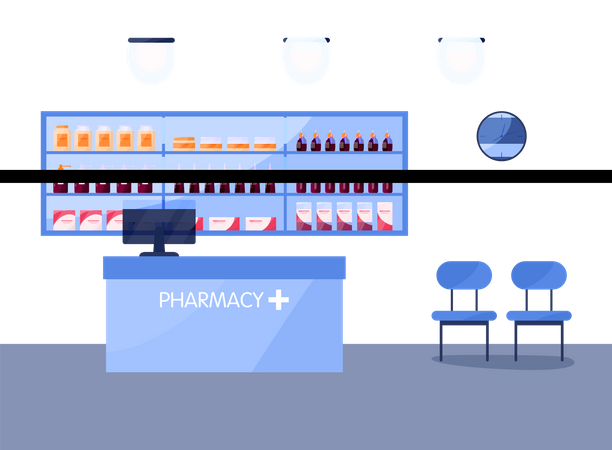 Pharmacy Shop Billing Counter  Illustration