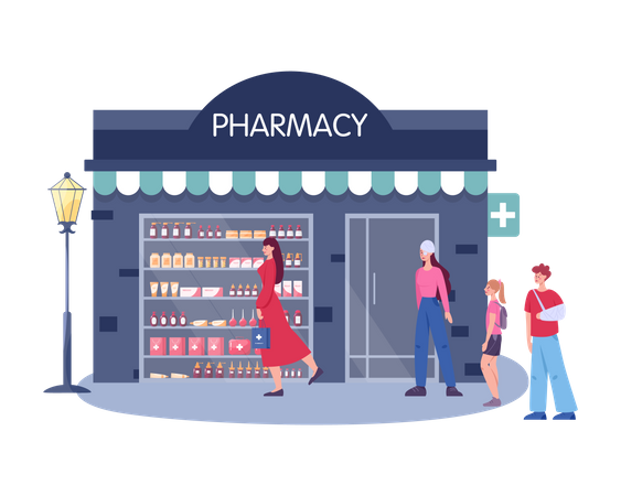 Best Premium Pharmacy Store Illustration download in PNG & Vector format
