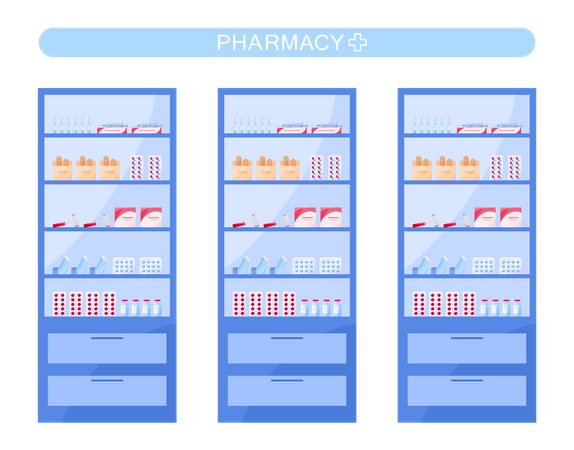 Pharmacy store shelf  Illustration