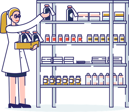 Pharmacy warehouse and medicine storage  Illustration