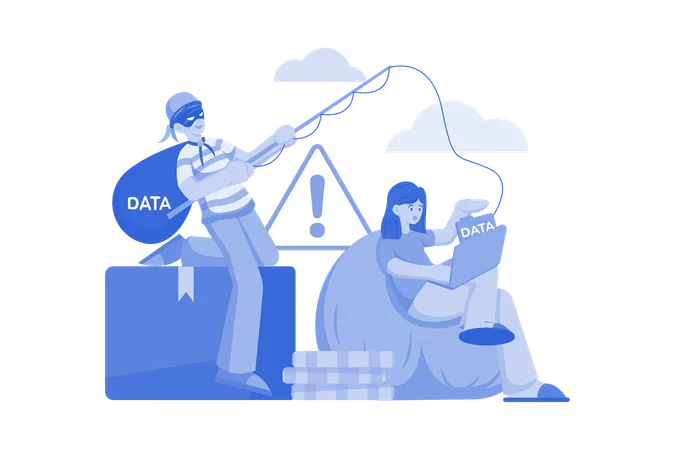 Phishing Data Theft Illustration Concept On White Background Illustration