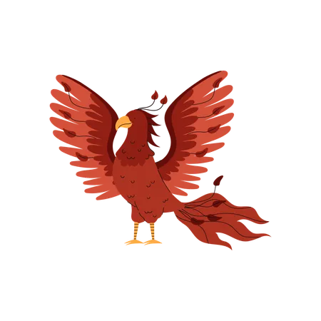 Phoenix Or Fenix Fire Bird Fantasy Magic Creature Flat Vector Illustration Isolated On White Background Fairytale Mythological Phoenix Symbol Of Immortality Illustration