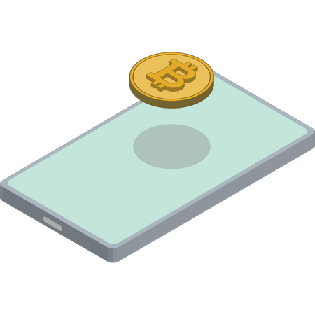 Phone Bitcoin Floating Back  Illustration