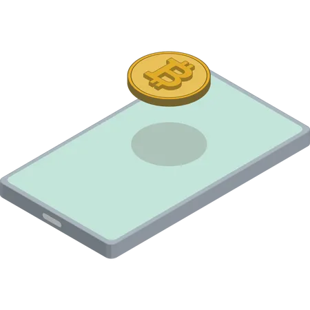 Phone Bitcoin Floating Back  Illustration