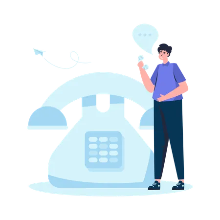 Illustration Of A Person Using A Telephone To Communicate Illustration