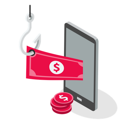 Phone online banking theft Illustration