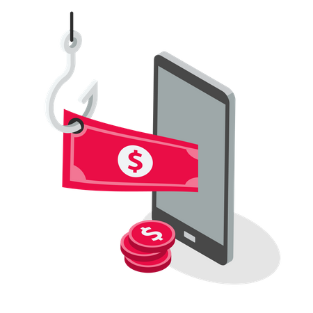 Phone online banking theft  Illustration