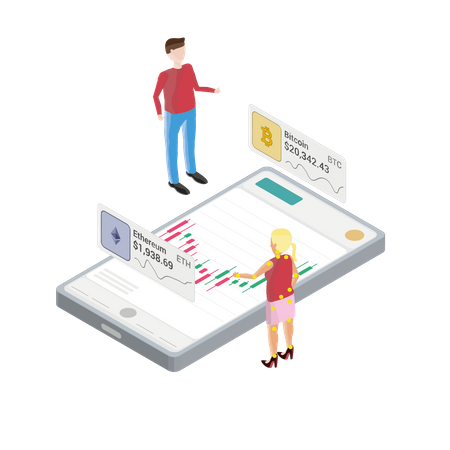 Phone with crypto graph  Illustration