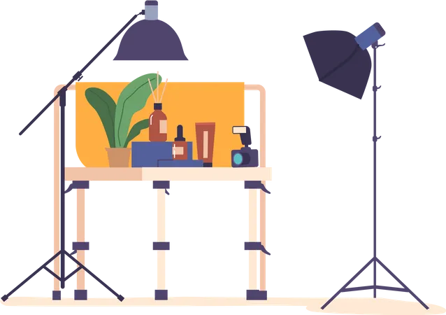 Photo Studio Interior Equipped With Professional Lighting Camera Backdrops And Props Providing Creative And Professional Environment For Capturing Stunning Photographs Cartoon Vector Illustration Illustration