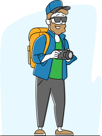 Photographe touristique avec sac à dos  Illustration