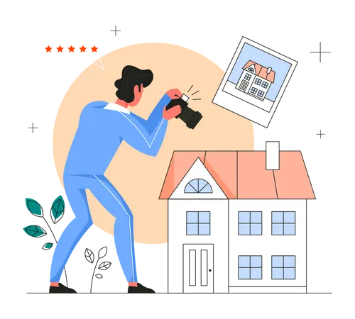 Photographer clicking property photos  Illustration