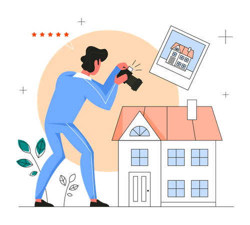 Photographer clicking property photos  Illustration