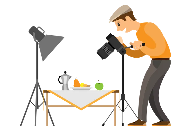 Photographer doing product photography  Illustration