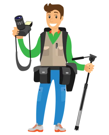 Photographer holding camera  Illustration