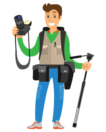 Photographer holding camera  Illustration