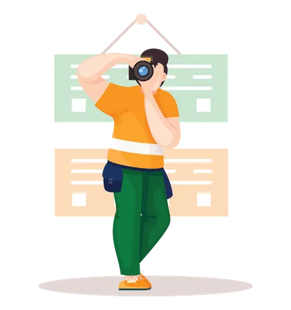 Photographer Takes Pictures In The Office  Illustration