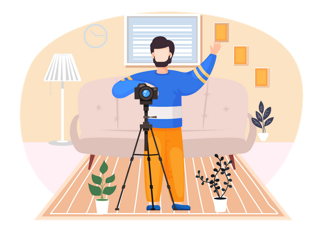 Photographer with a camera and a tripod  Illustration