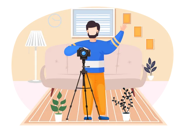 Photographer with a camera and a tripod  Illustration