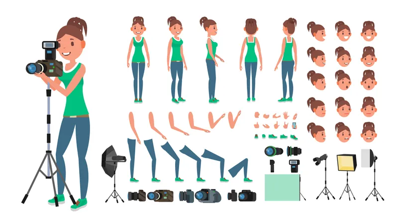 Photographer Woman Vector Which Used In Animation  Illustration