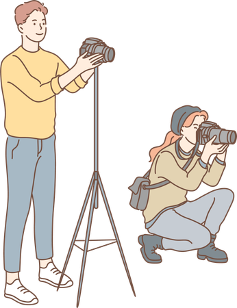 Photographers are doing shooting  Illustration