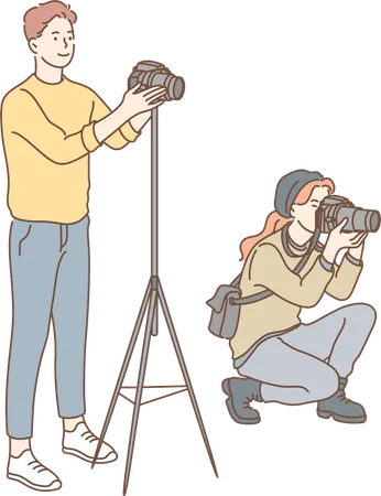 Photographers are doing shooting  Illustration