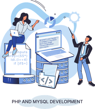 PHP and MySql development  Illustration