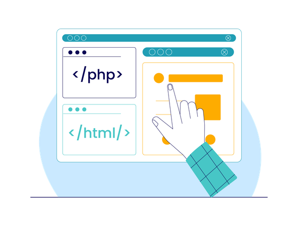 Php coding for website development  Illustration