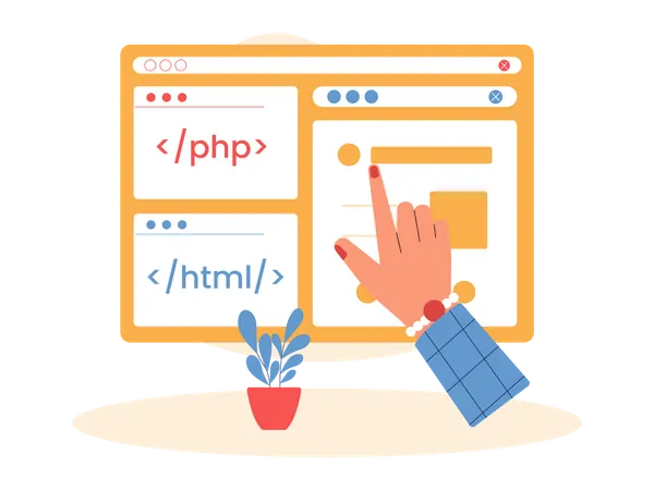 Desenvolvedor PHP desenvolvendo site  Ilustração