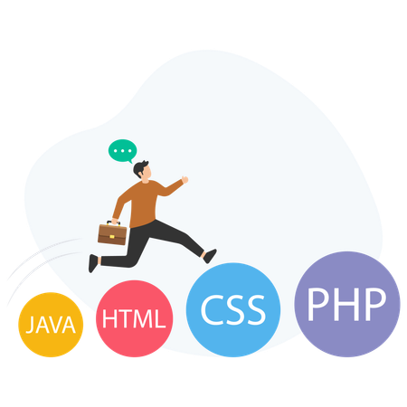 PHP Developer Developing Website  Illustration