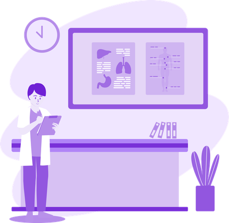 Physician At Office Desk  Illustration