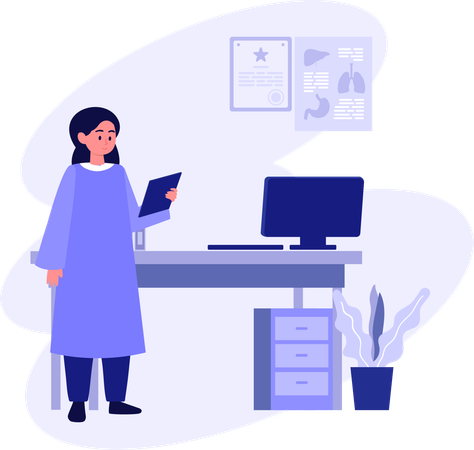 Physician Checking Health Documents  Illustration