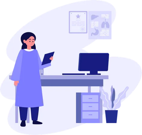 Physician Checking Health Documents  Illustration
