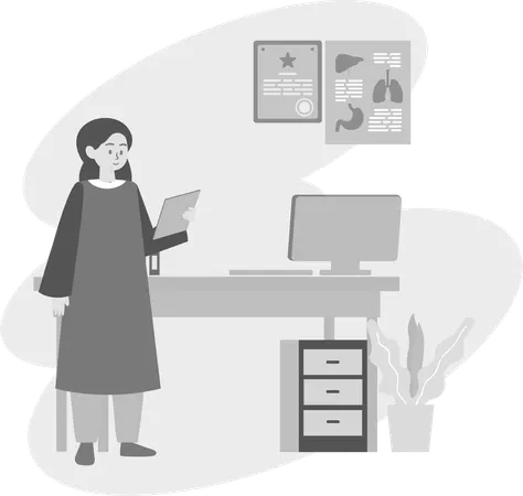 Physician Checking Health Documents  Illustration