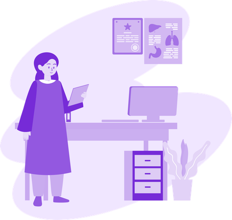 Physician Checking Health Documents  Illustration