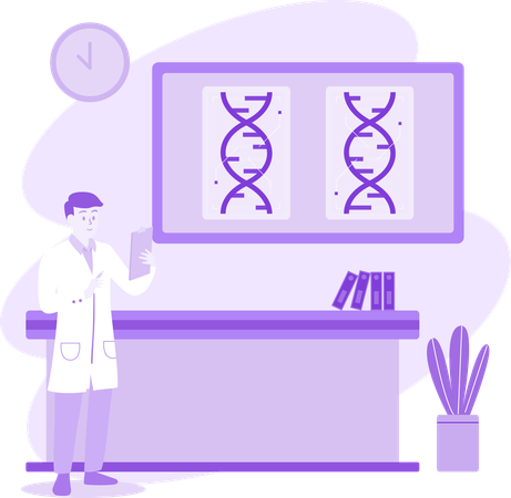 Physician Checking Medical Report  Illustration