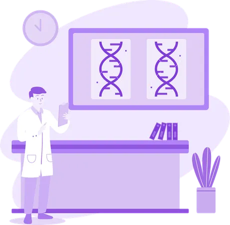 Physician Checking Medical Report  Illustration