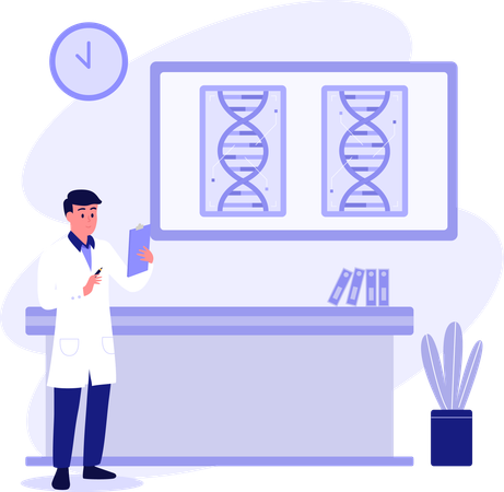 Physician Checking Medical Report  Illustration