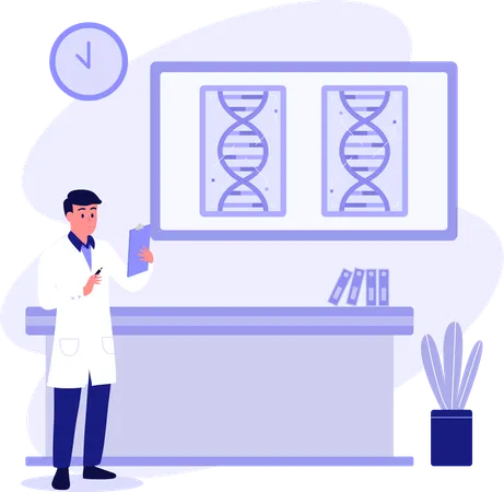 Physician Checking Medical Report  Illustration