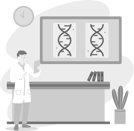 Physician Checking Medical Report  Illustration