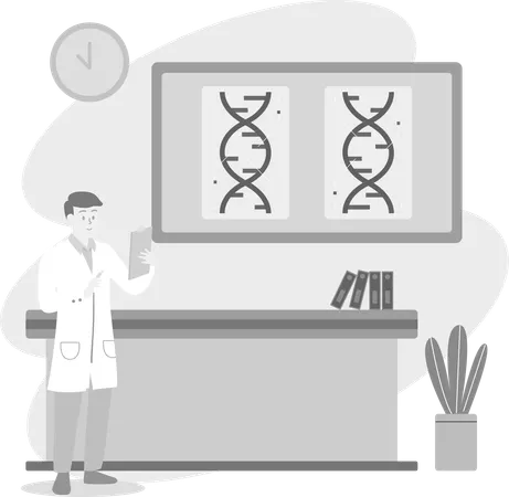 Physician Checking Medical Report  Illustration