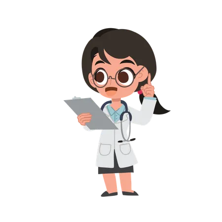 Physician doctor character holding patient file  Illustration